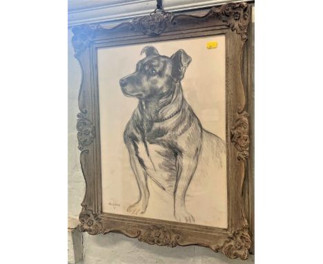 Ursula White (1919-2011). Portrait of a dog (see label verso). 55cm x 45cm. 