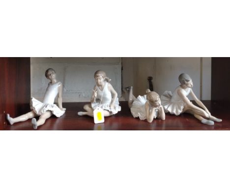 Four Nao figures of girls, three seated and one lying down (4) 