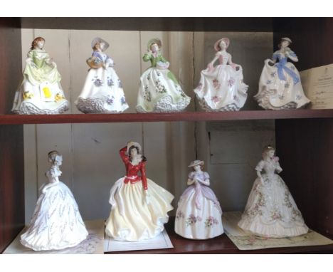 Royal Worcester Lady figures including Alica and Queen of Hearts with certificates (9). 