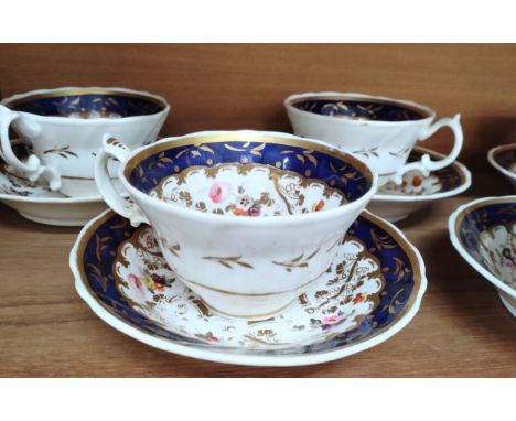 An English porcelain tea service and coffee cups. 