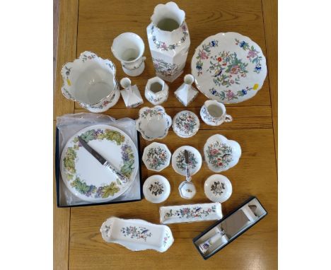 A Royal Worcester cake stand, cake slice, two small dishes, and Aynsley 'Pembroke' pattern table wares and glasses (21). 