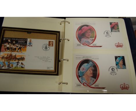 An album of Queen Elizabeth The Queen Mother 95th Birthday Collection first day covers; together with various others
