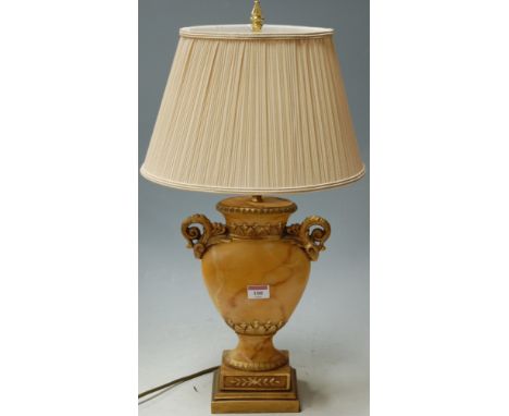 An Italian gilded resin table lamp with pleated silk shade (2)