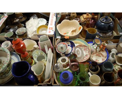 Four boxes of miscellaneous china to include Denby stoneware part tea service, continental bierstein, Falconware salad bowl e