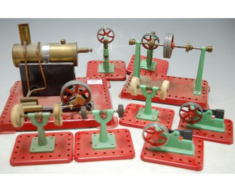 A Mamod stationary steam engine together wtih various others