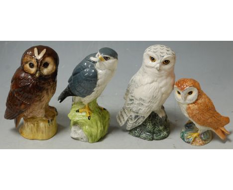 A Royal Doulton White & McKay whisky decanter in the form of a snowy owl together with one other tawny owl, Merlin, and a Bes