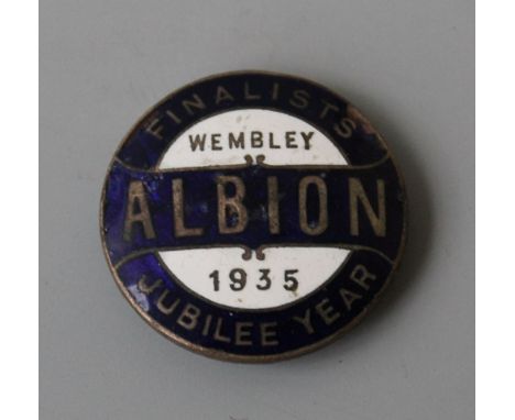FOOTBALL INTEREST, AN ENAMEL BUTTON HOLE TYPE BADGE, inscribed 'Finalists, Wembley Albion 1935 Jubilee Year', D 3.5 cmBuyers 