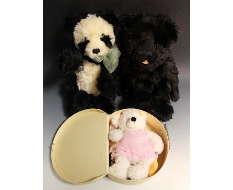 TWO CHARLIE BEARS, one a jointed panda, the other a pyjama case, together with a small Steiff fairy bear in case (3)Buyers - 