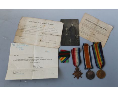 A 1914-15 STAR TRIO, named to '200387 Pte A. Marsh York & Lanc. R' together with minor paperworkBuyers - for shipping pricing