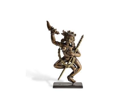 STATUETTE DE VAJRAVARAHI EN ARGENT ET ALLIAGE DE CUIVRE PARTIELLEMENT DORÉINDE DU NORD-EST, ÉPOQUE PALA, VERS XIE SIÈCLE7 cm 