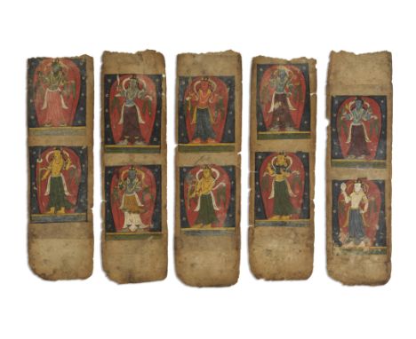 ENSEMBLE DE CINQ TSAKLI BÖNTIBET, XIVE SIÈCLE Himalayan Art Resources item no. 205077 26 x 7 cm (9 1/8 x 2 3/4 in.) each appr