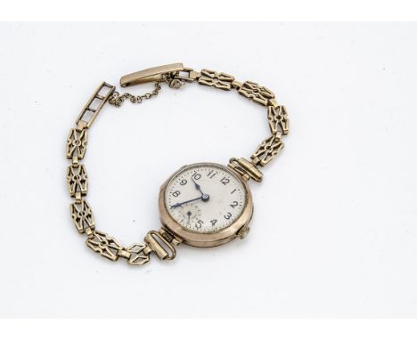 A vintage 9ct cased gold lady's wristwatch, with a later 9ct gold bracelet, 17.9g, AF 