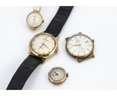A vintage Smiths Imperial gilt cased gentleman's wristwatch, together with a small 9ct gold cased lady's watch, a Precimax an