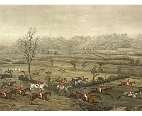 After THOMAS SMITH, British, ‘Full Cry’, 19th century,  coloured lithograph, published Day & Son, a dramatic fox hunting scen