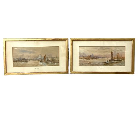 HUGH VANE TURNER, British (XX/XXI), The Port of London,   a pair, watercolour, both with prospects of St. Pauls, with assorte