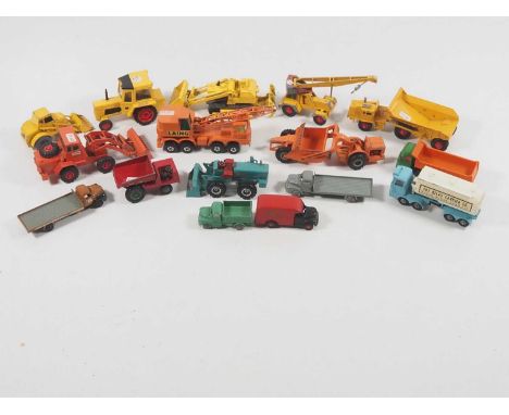 A group of mixed unboxed construction and commercial diecast vehicles by MATHCBOX, BUDGIE, DINKY and others - F/G (unboxed) (