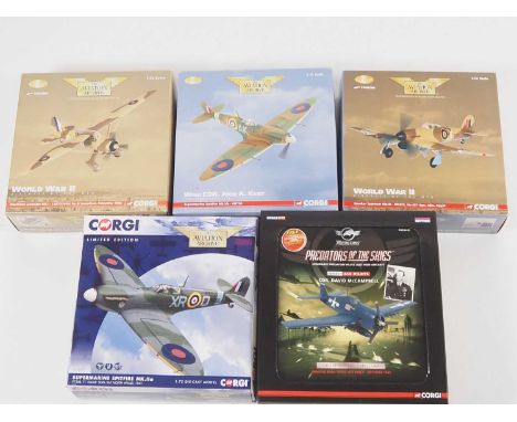 A group of five CORGI Aviation Archive 1:72 scale World War II era diecast aircraft - VG/E in G/VG boxes (5)