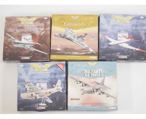 A group of 1:144 scale CORGI Aviation Archive diecast planes, mostly military examples - VG in G/VG boxes (5)