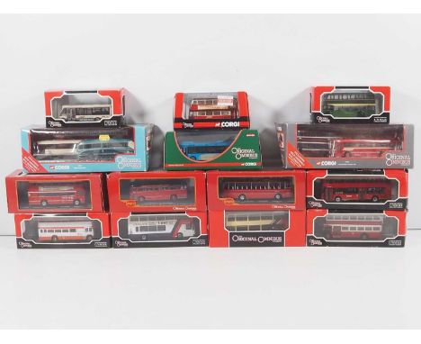 A group of 1:76 scale 16 CORGI OOC buses to include two twin packs - VG/E in F/G boxes (16 buses in 14 boxes)
