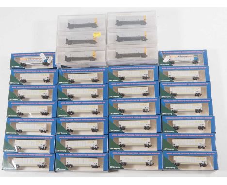 A group of American Outline N gauge Coal Hopper cars by LBF - VG/E in VG boxes - 2 x sealed 6-packs and a further 26 single (