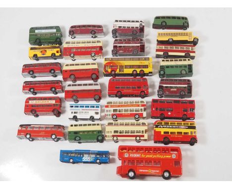 A large quantity of unboxed playworn buses and coaches by various manufacturers including BUDGIE, CORGI, EFE, ZEBRA TOYS etc 