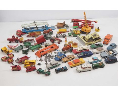 A large quantity of playworn diecast vehicles and accessories by DINKY, CORGI, MATCHBOX and others - F/G unboxed (Q)