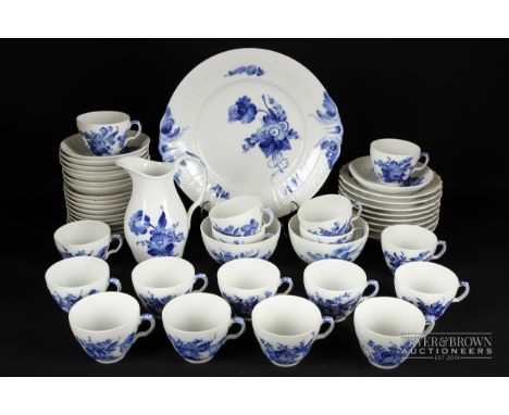 A Royal Copenhagen porcelain 'Blue Flowers' pattern part coffee service, comprising 17 coffee cups, shape 1549; 18 saucers, s