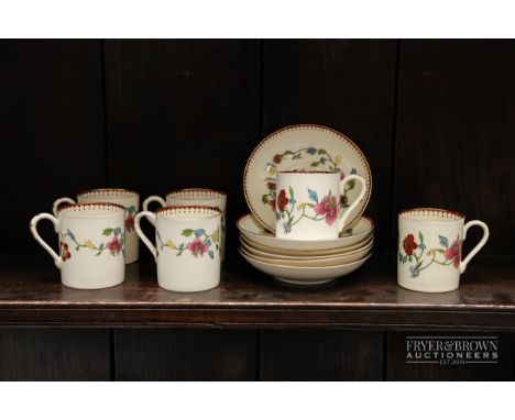 A Royal Worcester 'Astley' pattern part coffee service, reproduced from the 'Dr Wall's Period 1751-1783', comprising six coff
