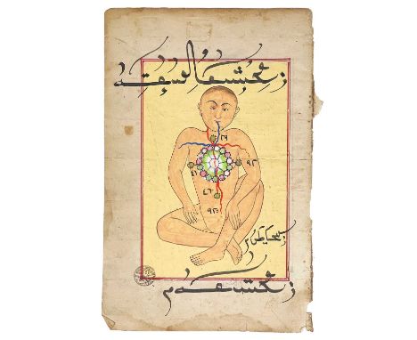 An Islamic Illuminated manuscript. 21.5 x 13.8cm.