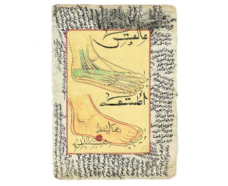 An Islamic manuscript depicting feet. 20.5 x 14.5cm.