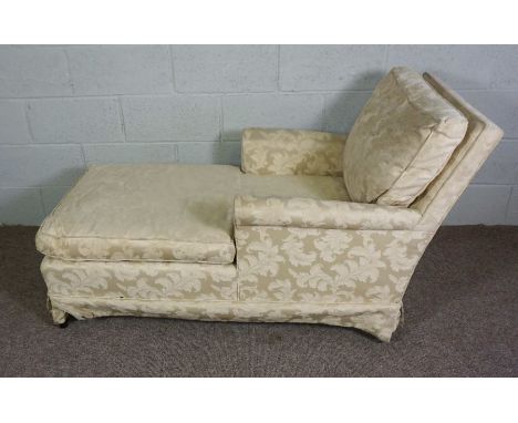 A cream upholstered daybed, 163cm long and a small nursing chair (2)Condition reportThe daybed is 80 cm high, 147cm long and 