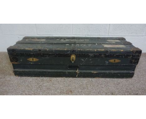 A painted wood trunk, Scots Guards military interest