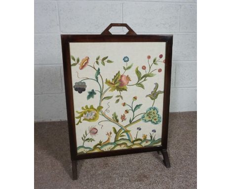 A firescreen, with decorative tapestry panel, modern