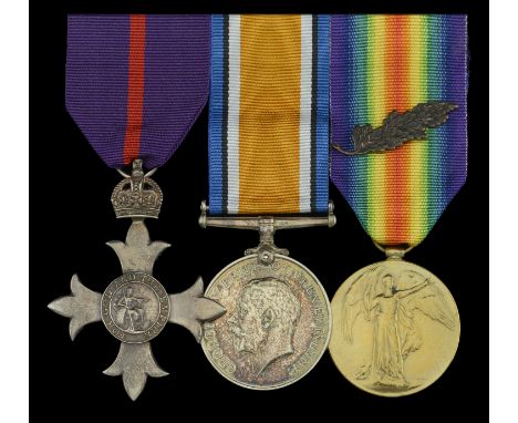 A Great War O.B.E. group of three awarded to Major F. R. Phipps, Royal Engineers, who was Mentioned in Despatches  The Most E