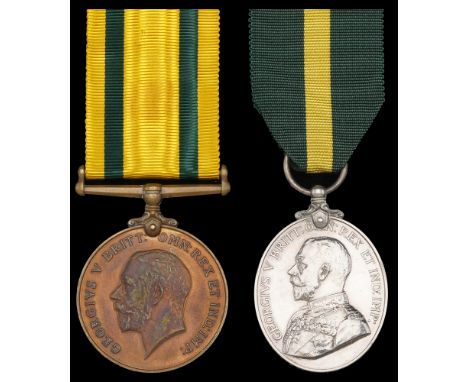 Pair: Private W. G. Carder, Devonshire Regiment  Territorial Force War Medal 1914-19 (1642. Pte. W. G. Carder. Devon. R.); Te