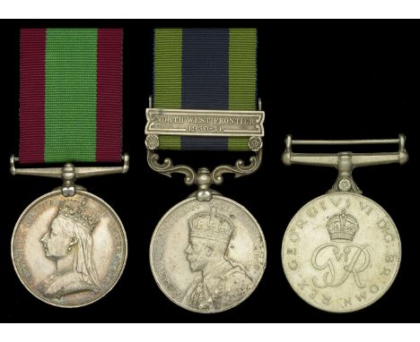 Afghanistan 1878-80, no clasp (Havaldar Toolseedeen Bo: S. & M); India General Service 1908-35, 1 clasp, North West Frontier 
