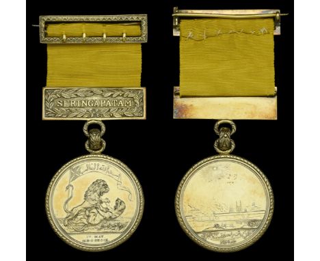 Honourable East India Company Medal for Seringapatam 1799, silver-gilt, 48mm, Soho Mint, a magnificent example mounted in a c