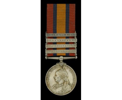 Queen’s South Africa 1899-1902, 4 clasps, Cape Colony, Orange Free State, Transvaal, South Africa 1901, unofficial rivets bet