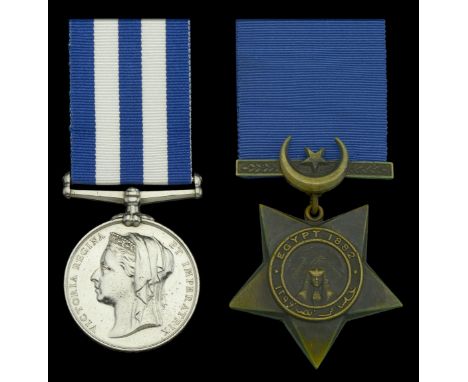 Pair: Leading Seaman R. Lee, Royal Navy  Egypt and Sudan 1882-89, dated reverse, no clasp (R. Lee. Lg. Sean. H.M.S. “Agincour