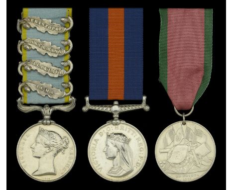 Three: Gunner J. Andrews, Royal Artillery  Crimea 1854-56, 4 clasps, Alma, Balaklava, Inkermann, Sebastopol (Gunnr. Josh. And