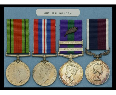 Four: Sergeant R. P. Walden, Royal Air Force  Defence and War Medals 1939-45; General Service 1918-62, 2 clasps, Malaya, Arab