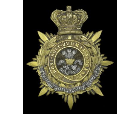 The Prince of Wales’s Leinster Regiment Officer’s Helmet Plate 1881-1901 A fine quality example of standard crowned star patt