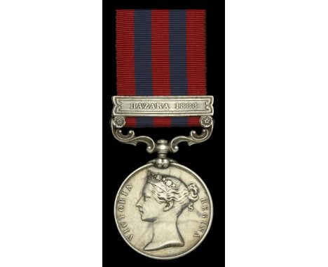 India General Service 1854-95, 1 clasp, Hazara 1888 (240 Pte. T. Gilpin 1st. Bn. Suff. R.) minor edge bruise and polishing to