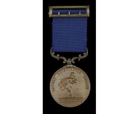Royal Humane Society, small bronze medal (successful) (William H. Domone. 27th. July 1867) with integral bronze riband buckle