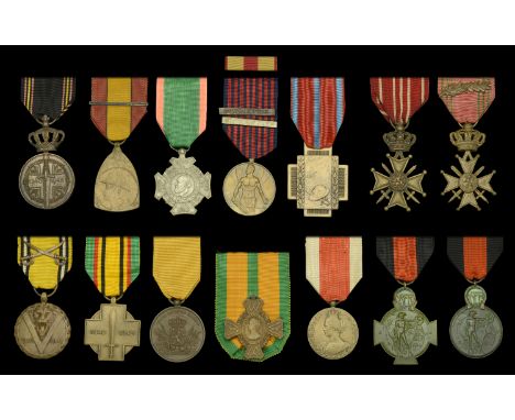 Belgium, Kingdom, Croix de Guerre (2), A.I.R., bronze; L.III.R., bronze, with bronze palm on riband; Yser Medal, bronze and e