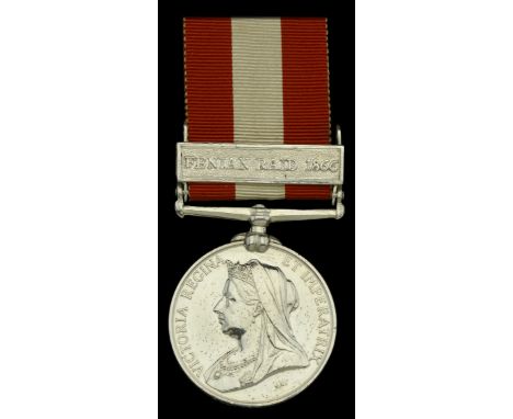 Canada General Service 1866-70, 1 clasp, Fenian Raid 1866 (Mid. R. H. Wellings. H.M.S. Niger.) engraved naming in an unoffici