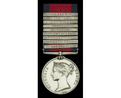 Military General Service 1793-1814, 9 clasps, Vimiera, Corunna, Ciudad Rodrigo, Badajoz, Salamanca, Vittoria, Pyrenees, Nivel