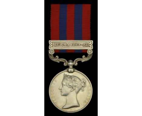 India General Service 1854-95, 1 clasp, Burma 1889-92 (885 Pte. J. Longman 2d. Bn. Devon. Regt.) light contact marks, very fi