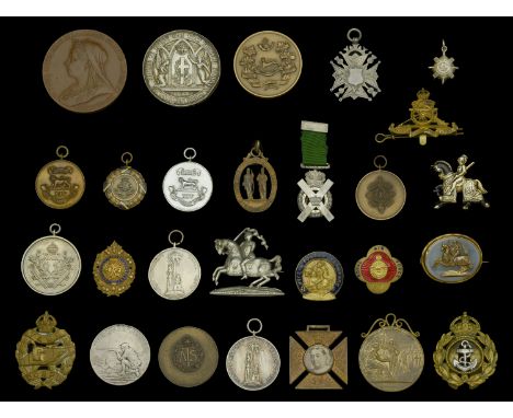 Regimental Prize Medals (11), an unknown Scottish Medallion on ribbon with suspension bar in Wilson & Sharp, Edinburgh fitted