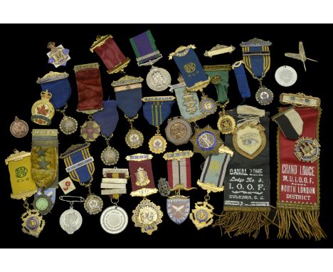 Masonic Medals. A miscellaneous selection of Masonic and R.A.O.B. medallions, a number hallmarked silver and silver-gilt, the